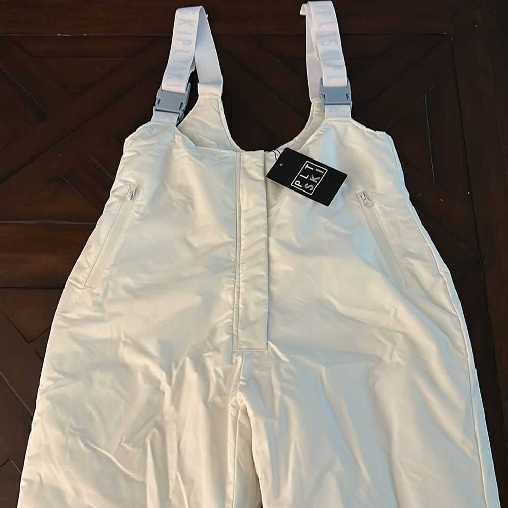 NWT PRETTYLITTLETHING SKI PASTEL BLUE TAPE WHITE OVERALL - Picture 5 of 8